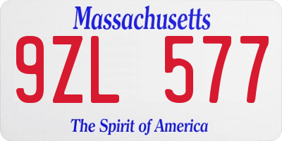 MA license plate 9ZL577