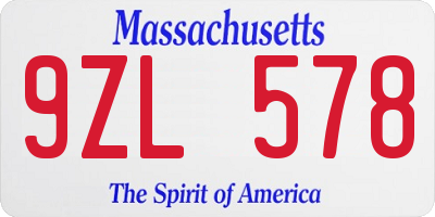 MA license plate 9ZL578