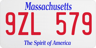 MA license plate 9ZL579