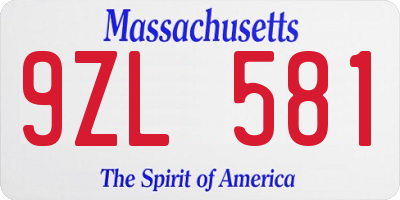 MA license plate 9ZL581