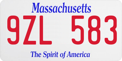 MA license plate 9ZL583