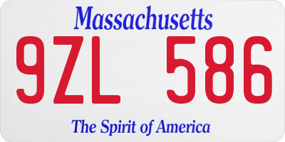 MA license plate 9ZL586