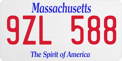 MA license plate 9ZL588