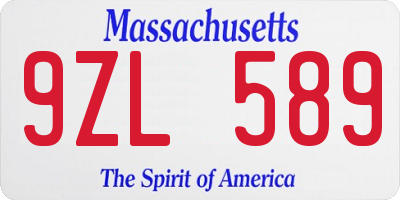 MA license plate 9ZL589