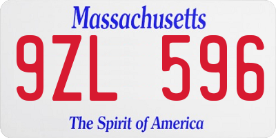 MA license plate 9ZL596