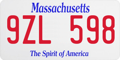 MA license plate 9ZL598