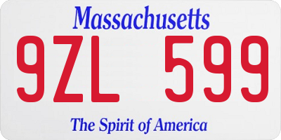 MA license plate 9ZL599