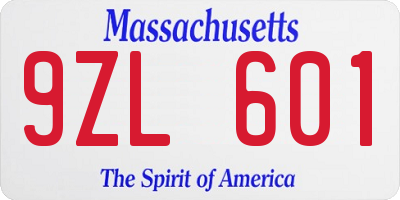 MA license plate 9ZL601