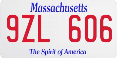 MA license plate 9ZL606