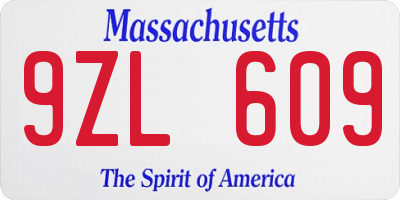 MA license plate 9ZL609