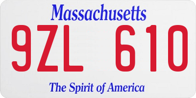 MA license plate 9ZL610