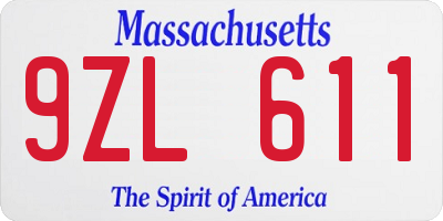 MA license plate 9ZL611
