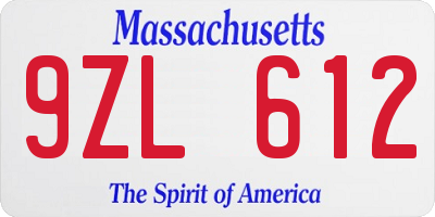 MA license plate 9ZL612