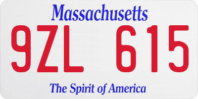 MA license plate 9ZL615