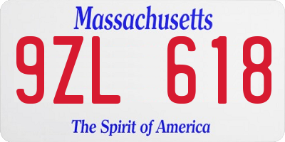 MA license plate 9ZL618