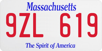 MA license plate 9ZL619