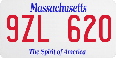 MA license plate 9ZL620