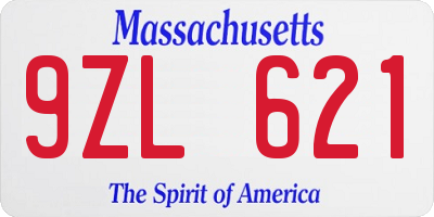MA license plate 9ZL621