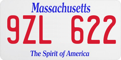 MA license plate 9ZL622