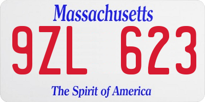 MA license plate 9ZL623