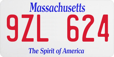 MA license plate 9ZL624