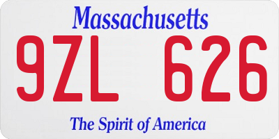 MA license plate 9ZL626