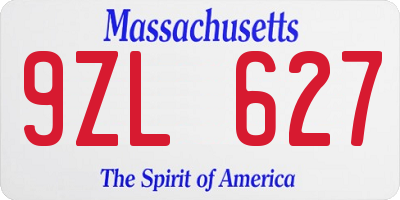 MA license plate 9ZL627