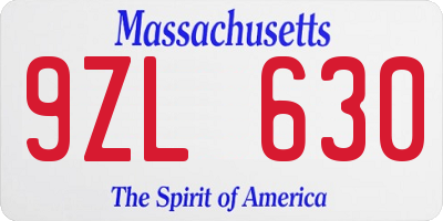 MA license plate 9ZL630