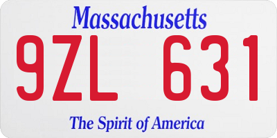 MA license plate 9ZL631