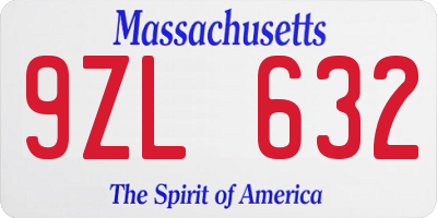 MA license plate 9ZL632