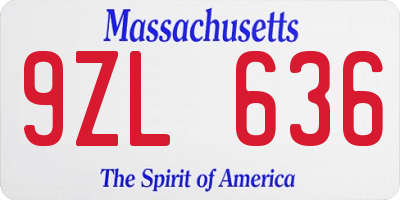 MA license plate 9ZL636