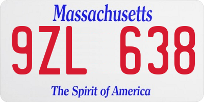 MA license plate 9ZL638