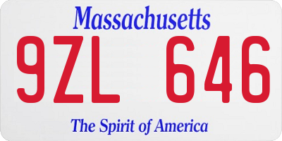 MA license plate 9ZL646