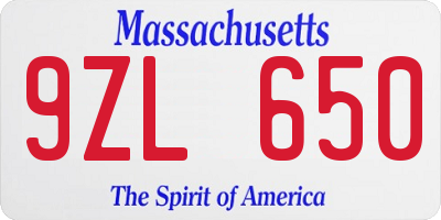 MA license plate 9ZL650