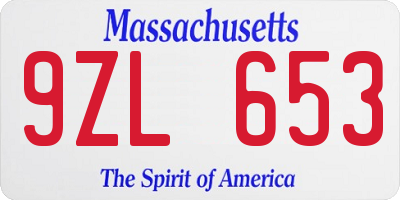 MA license plate 9ZL653