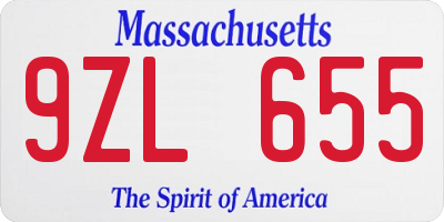 MA license plate 9ZL655