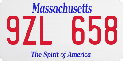 MA license plate 9ZL658