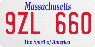 MA license plate 9ZL660