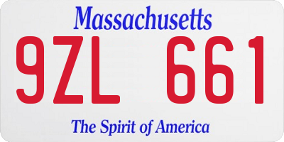 MA license plate 9ZL661