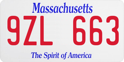 MA license plate 9ZL663