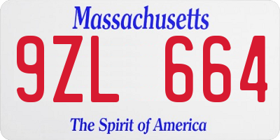 MA license plate 9ZL664