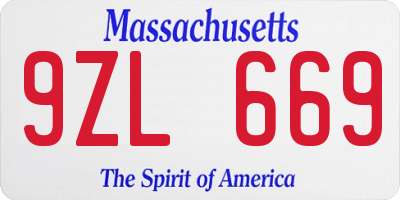 MA license plate 9ZL669