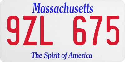 MA license plate 9ZL675