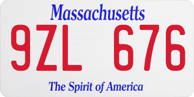 MA license plate 9ZL676