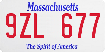 MA license plate 9ZL677