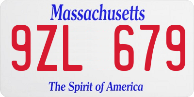 MA license plate 9ZL679