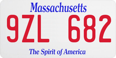 MA license plate 9ZL682