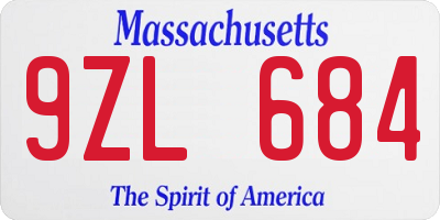 MA license plate 9ZL684