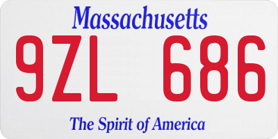MA license plate 9ZL686