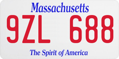 MA license plate 9ZL688